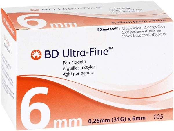 BD Ultra-Fine Pen-Nadel, 0,25x6mm 31G, 1 Packung = 105 Stück (320523)