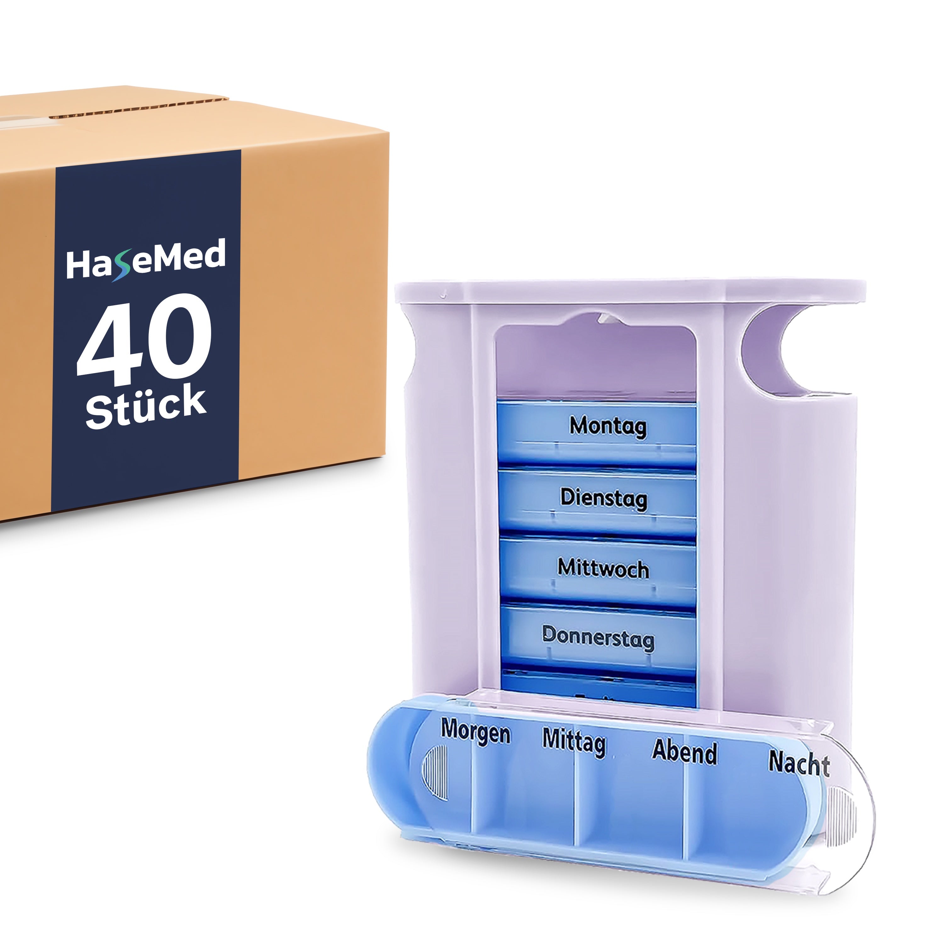 HaseMed Weekly Pill Organizer, Pill Box for 7 Days
