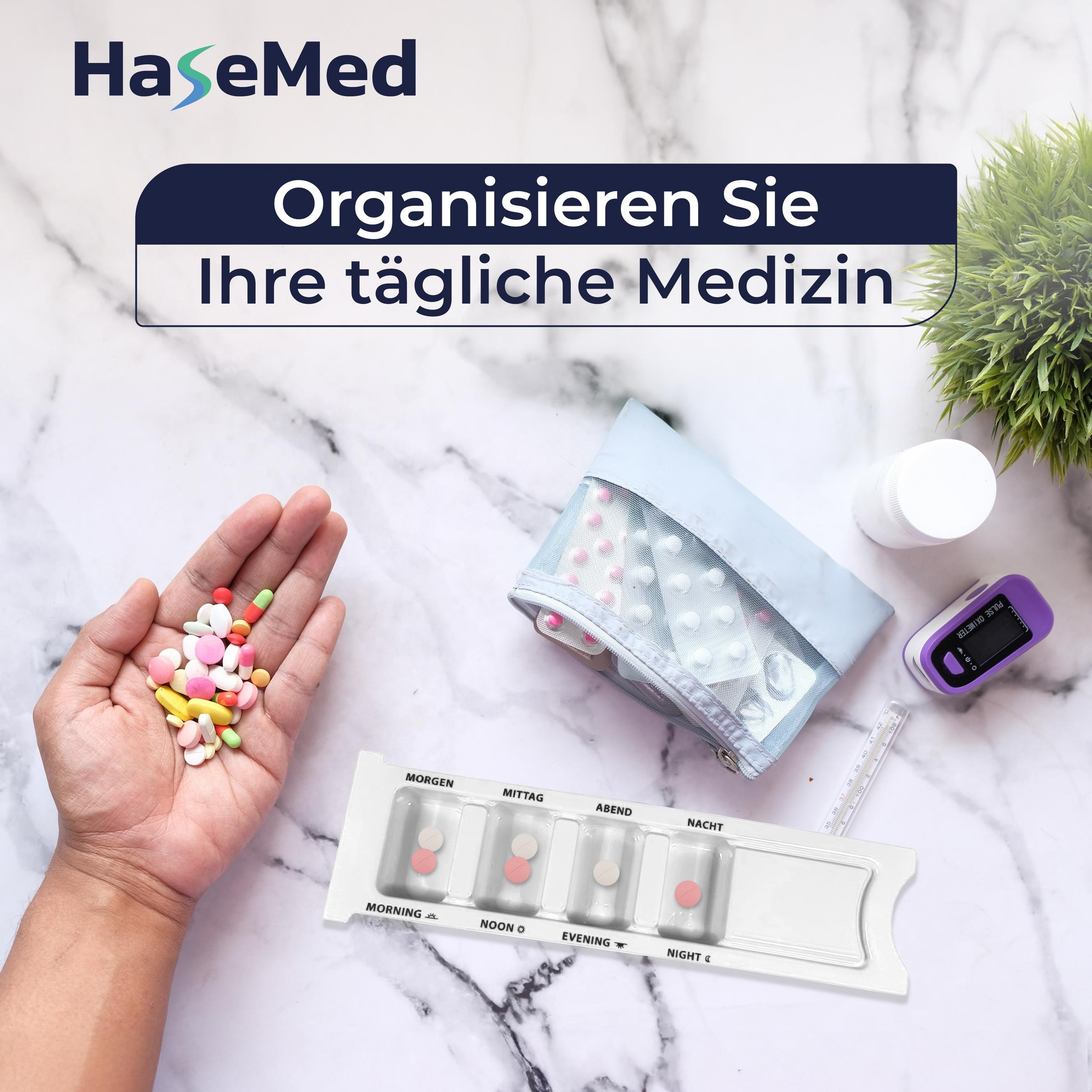 Hasemed Pill Organizer 4 Compartments, for 1 Day