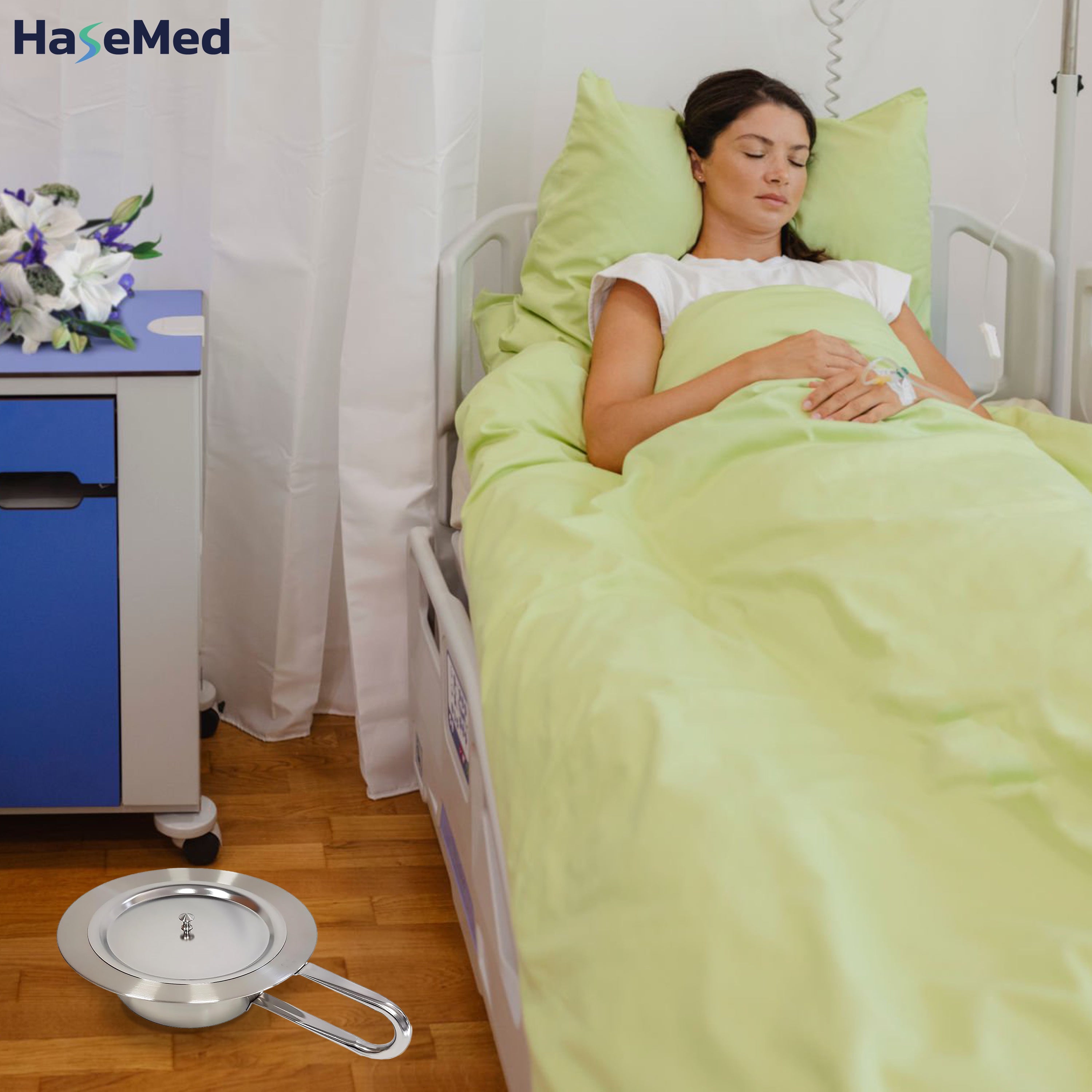 HaseMed Steckbecken mit Deckel, Edelstahl ca. 31 cm