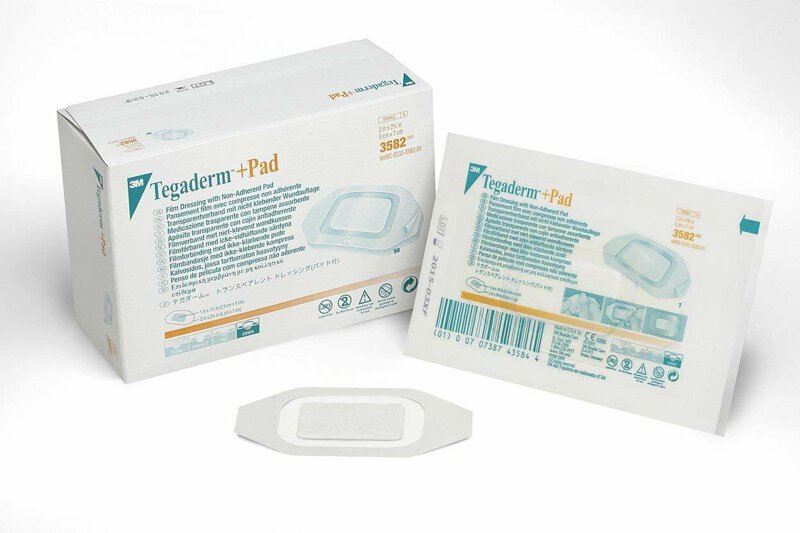 3M Tegaderm Plus Pad Transparent Dressing, Sterile, 5 cm x 7 cm, 50-Pack