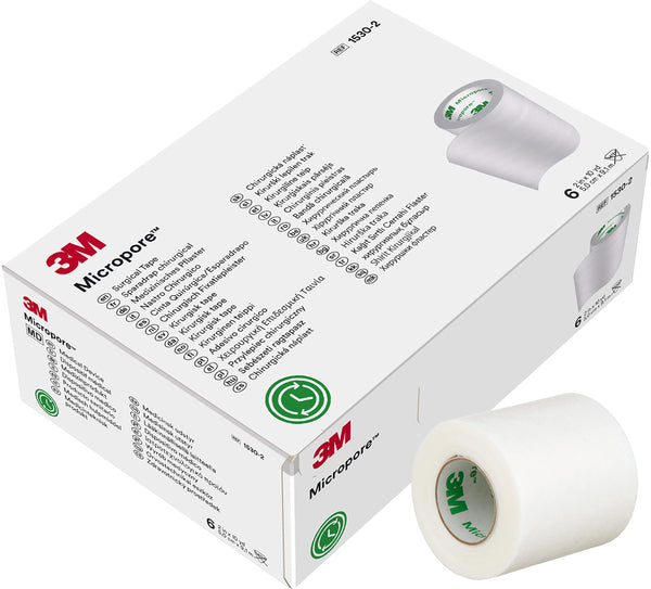 3M Micropore Vliespflaster, 5 cm x 9,1 m, weiß, 6 Rollen/Packung, 1530-2
