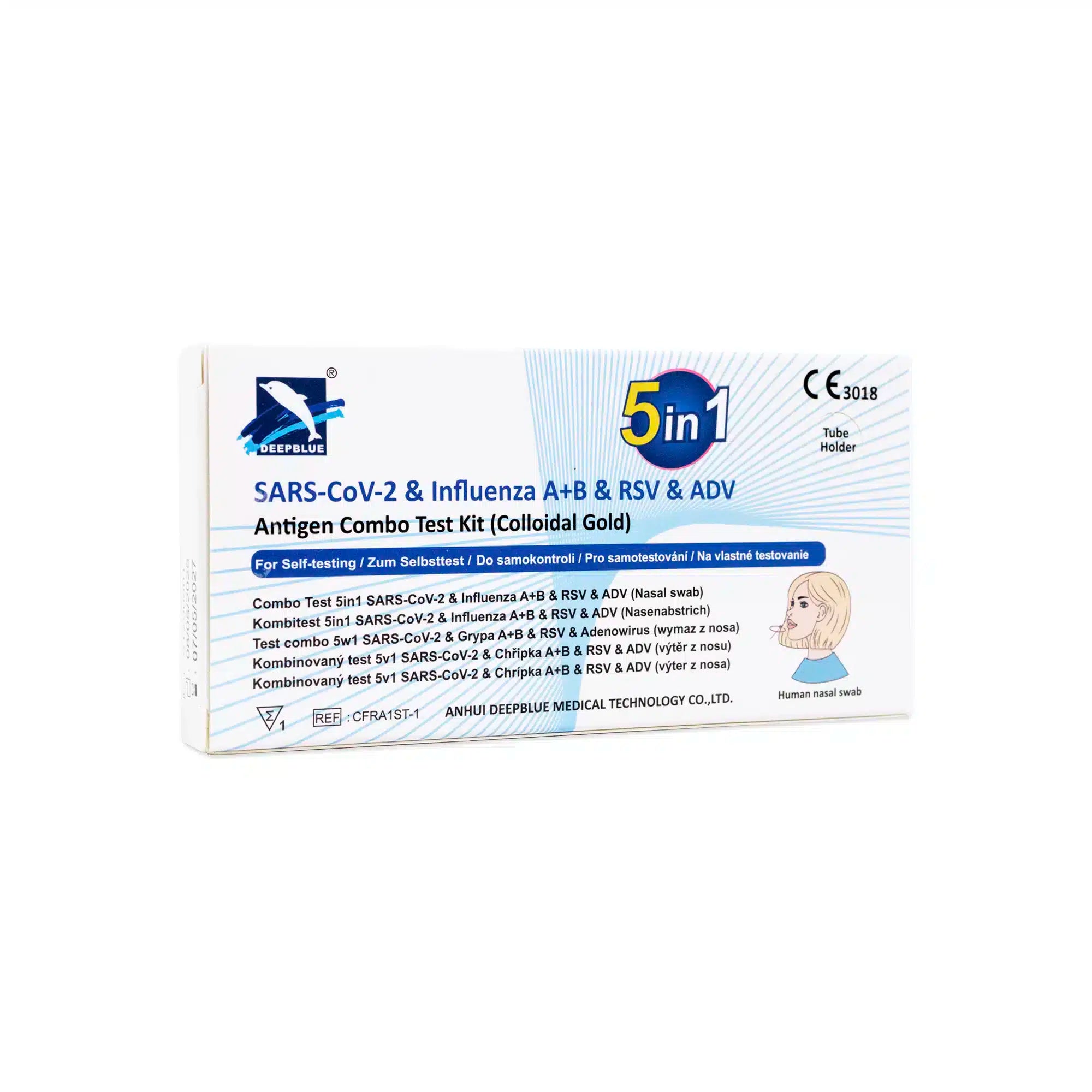 Deepblue 5in1 Kombitest: Corona, Grippe A+B, RSV & Adenovirus – Antigen-Selbsttest