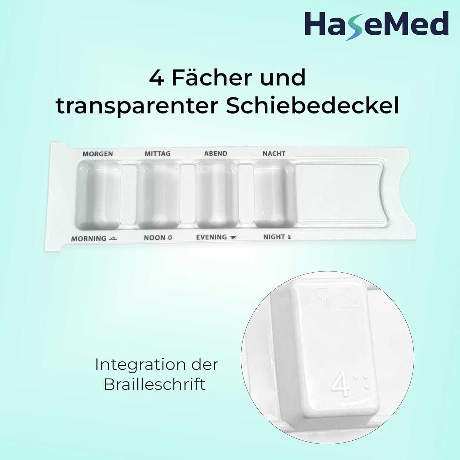 Hasemed Pill Organizer 4 Compartments, for 1 Day | 10 pack