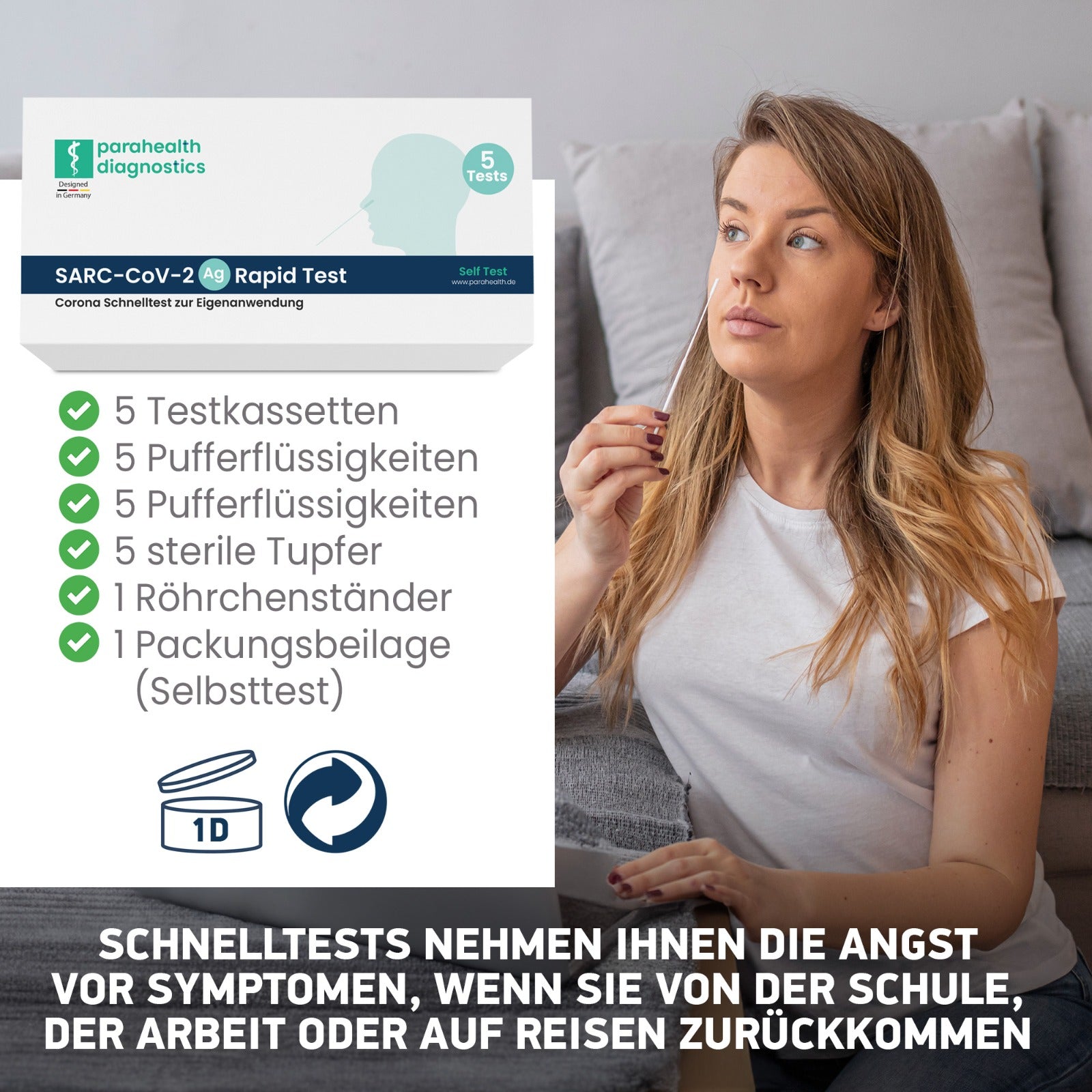 parahealth diagnostics SARS-CoV-2 Antigen Rapid Test for Self-Testing Use (5 tests)