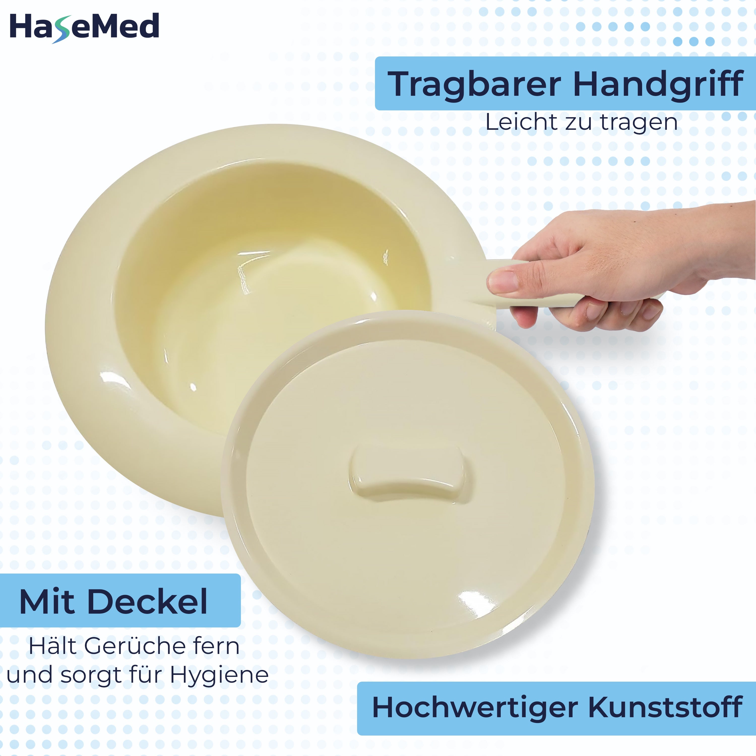 HaseMed Bedpan with Lid, Plastic 31 cm