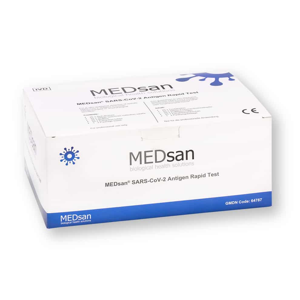 MEDsan SARS-CoV-2 Antigen Rapid Test Schnelltest für Profis 2in1 (Nasen / Rachen) - 25er - Parahealth - Einzelteile