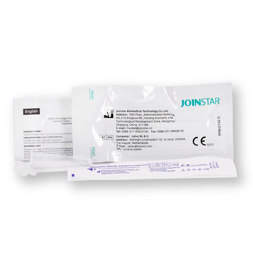 Joinstar® COVID-19 Antigen Rapid Test (Colloidal Gold) Selbsttest anterio-nasal CE1011 - 1er - Parahealth - Einzelteile