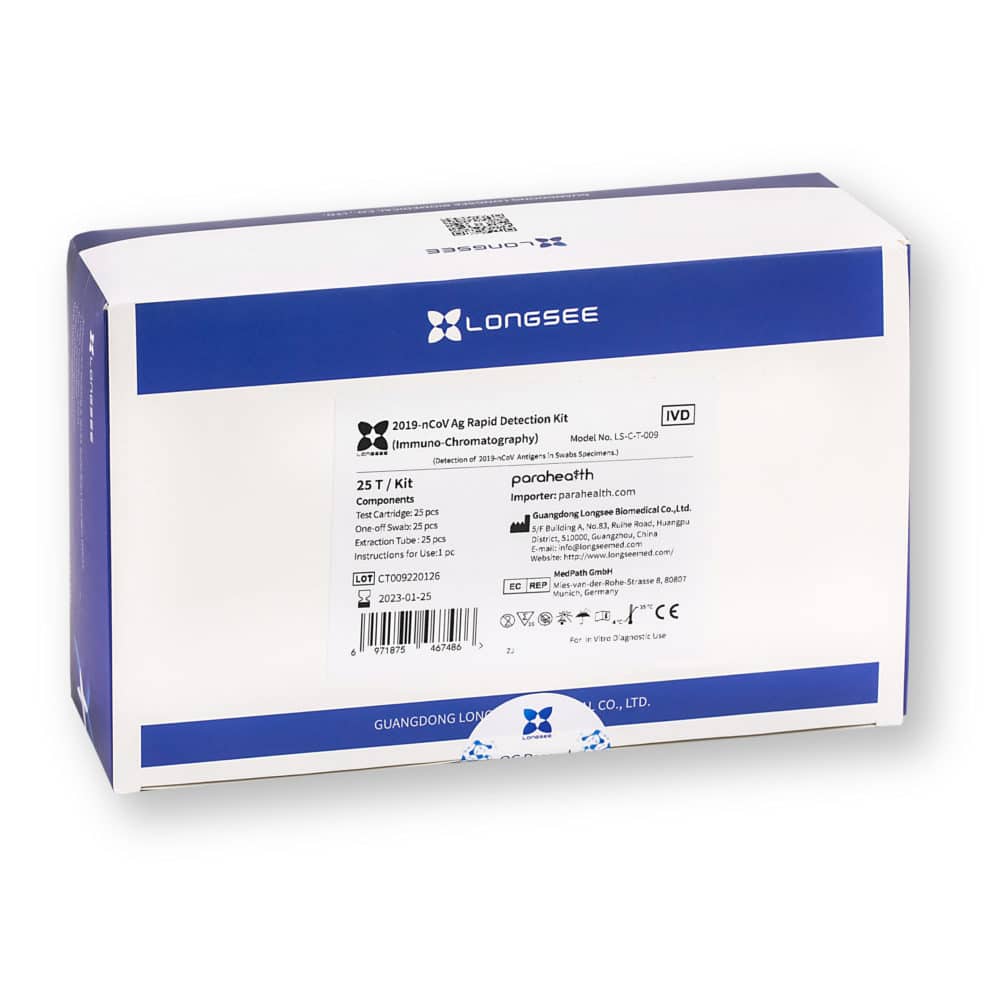 LONGSEE 2019-nCoV Ag Rapid Detection Kit Antigen Schnelltest Profitest 2in1 (Nasen / Rachen) - 25er - Parahealth