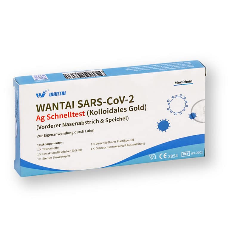 Wantai® SARS-Cov-2 Ag Schnelltest (Kolloidales Gold) Laientest 2in1 (Lollitest und nasal) CE2854 - 1er - Parahealth - Einzelteile