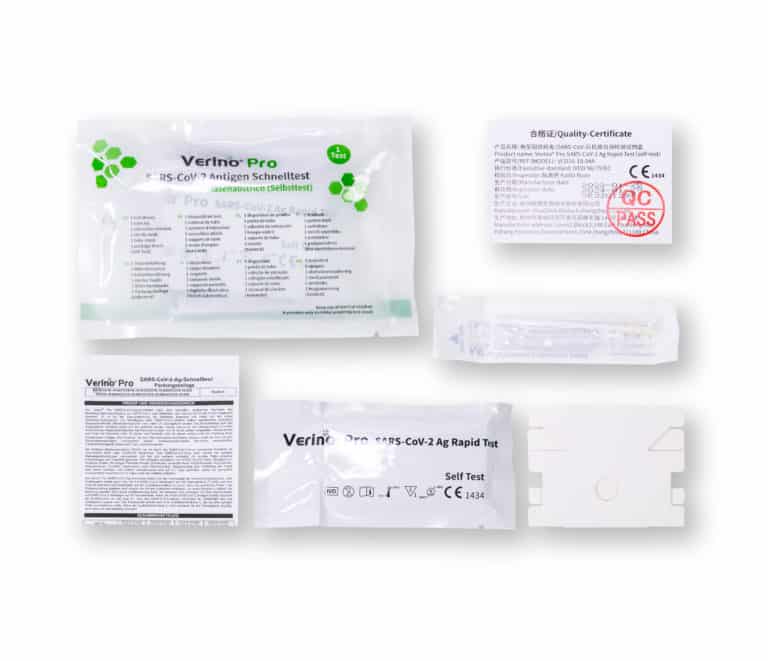 Verino® Pro SARS-CoV-2 Ag Rapid Test Antigen Schnelltest für Laien nasal CE1434 Einzelteile