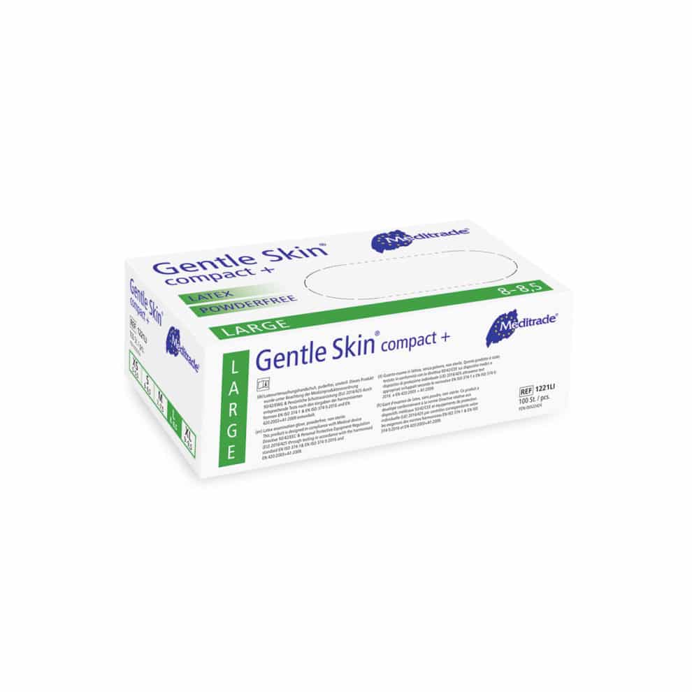 Meditrade® Gentle Skin® compact+ Untersuchungshandschuh aus Latex puderfrei latexfrei Parahealth L