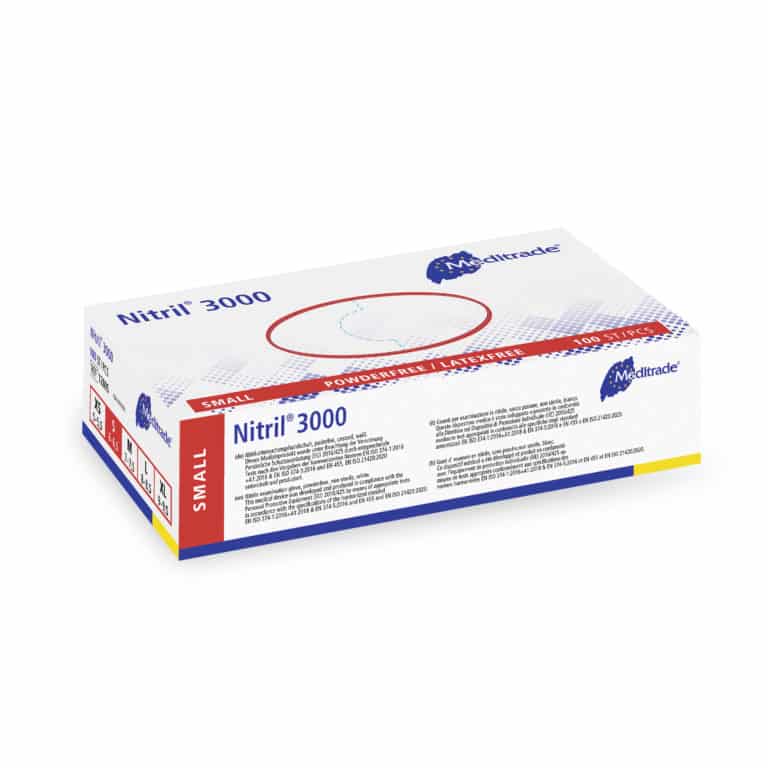Meditrade® Nitril® 3000 Untersuchungshandschuh aus Nitril puderfrei latexfrei weiß Parahealth S