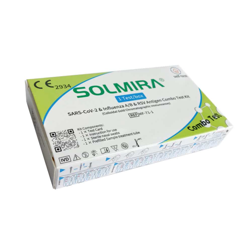 SOLMIRA® SARS-CoV-2 Influenza AB RSV Antigen Combo Test Kit Selbsttest Nasal CE2934 1er Parahealth