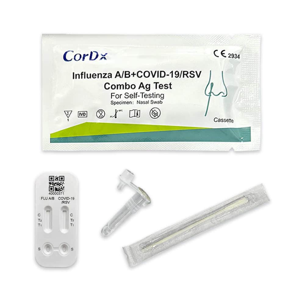 CorDx Influenza AB+COVID-19RSV Combo Ag Test Laientest nasal CE2934 Einzelteile